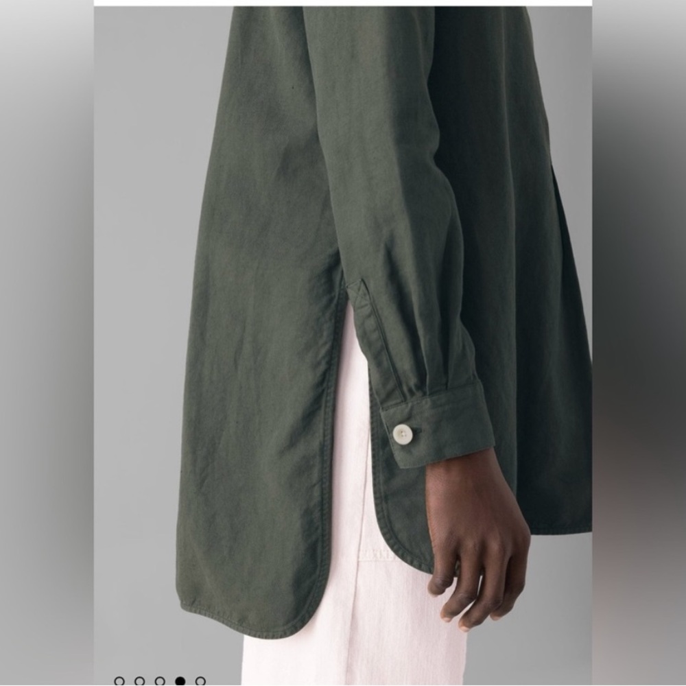 TOAST UK Elena Tunic Shirt Cotton Linen 4 Dusted Khaki Olive‎ Green Lagenlook - Picture 3 of 10